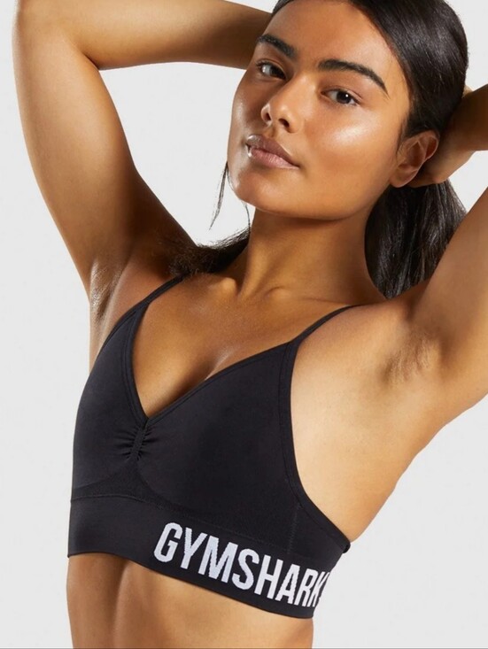 Gymshark Other - Gymshark Black Seamless Light Support Bralette with Logo Band